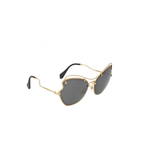 MIU MIU Gold frame Irregular Butterfly Sunglasses
